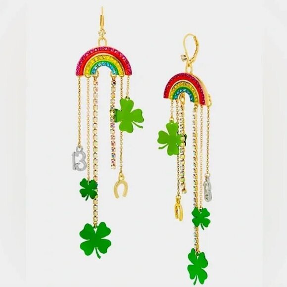 BETSEY JOHNSON Lucky Rainbow Waterfall Earrings NWT - Picture 5 of 12